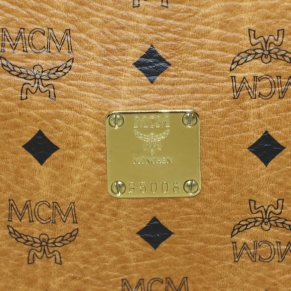 MCM Drawstring Visetos Canvas Leather Shoulder Bag - - Picture 4 of 15